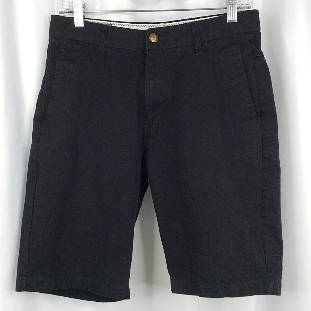 Volcom Chino Shorts Men's‎ Size 31 Black Flat Front Cotton Blend